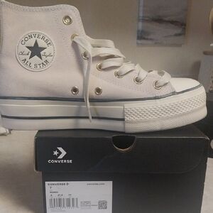 Converse Women's Lace-Up Platform High Top Boots in Off-White